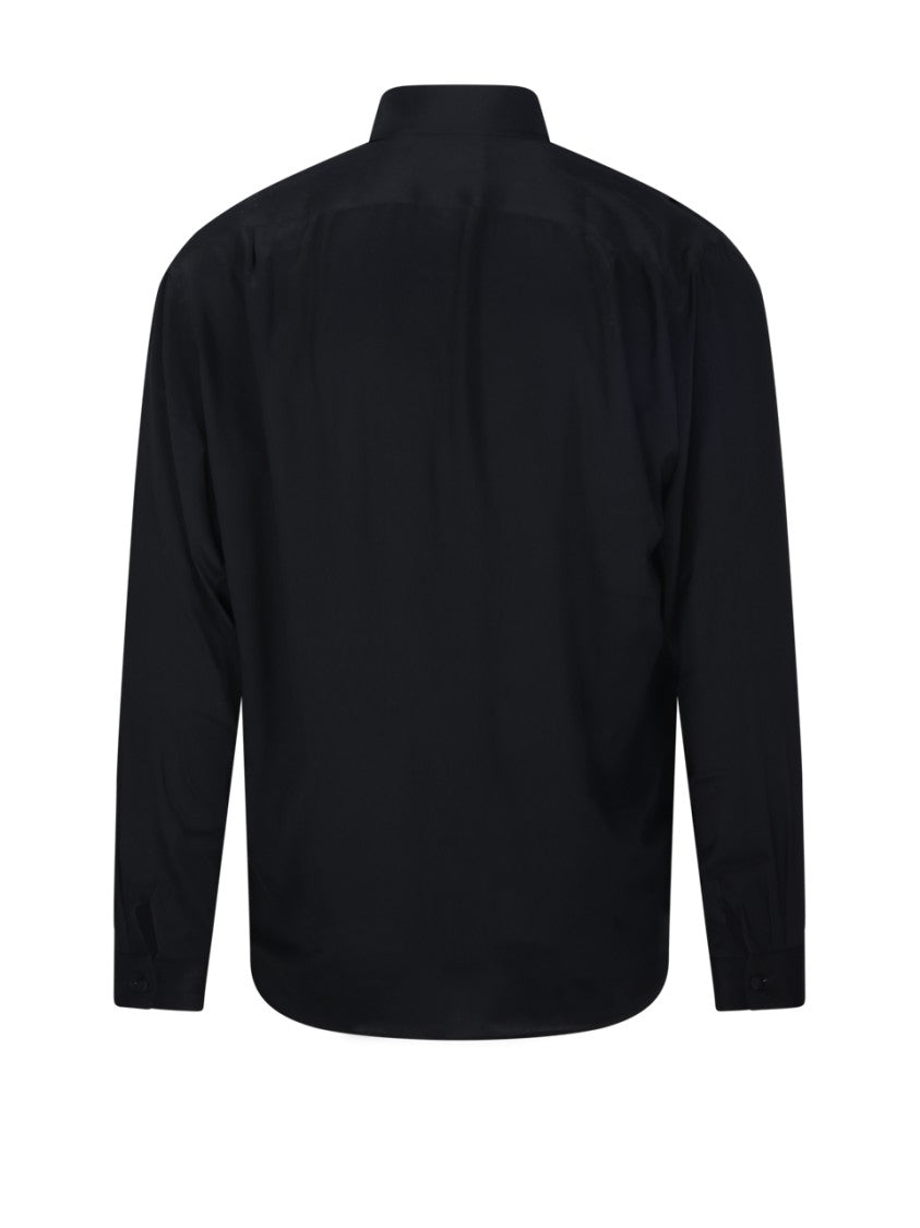Lardini Black Shirt With Classic Collar And Tailored Fit