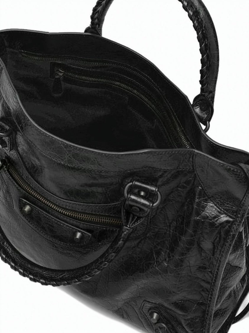 Balenciaga Black Textured Lambskin Studded Crossbody Bag