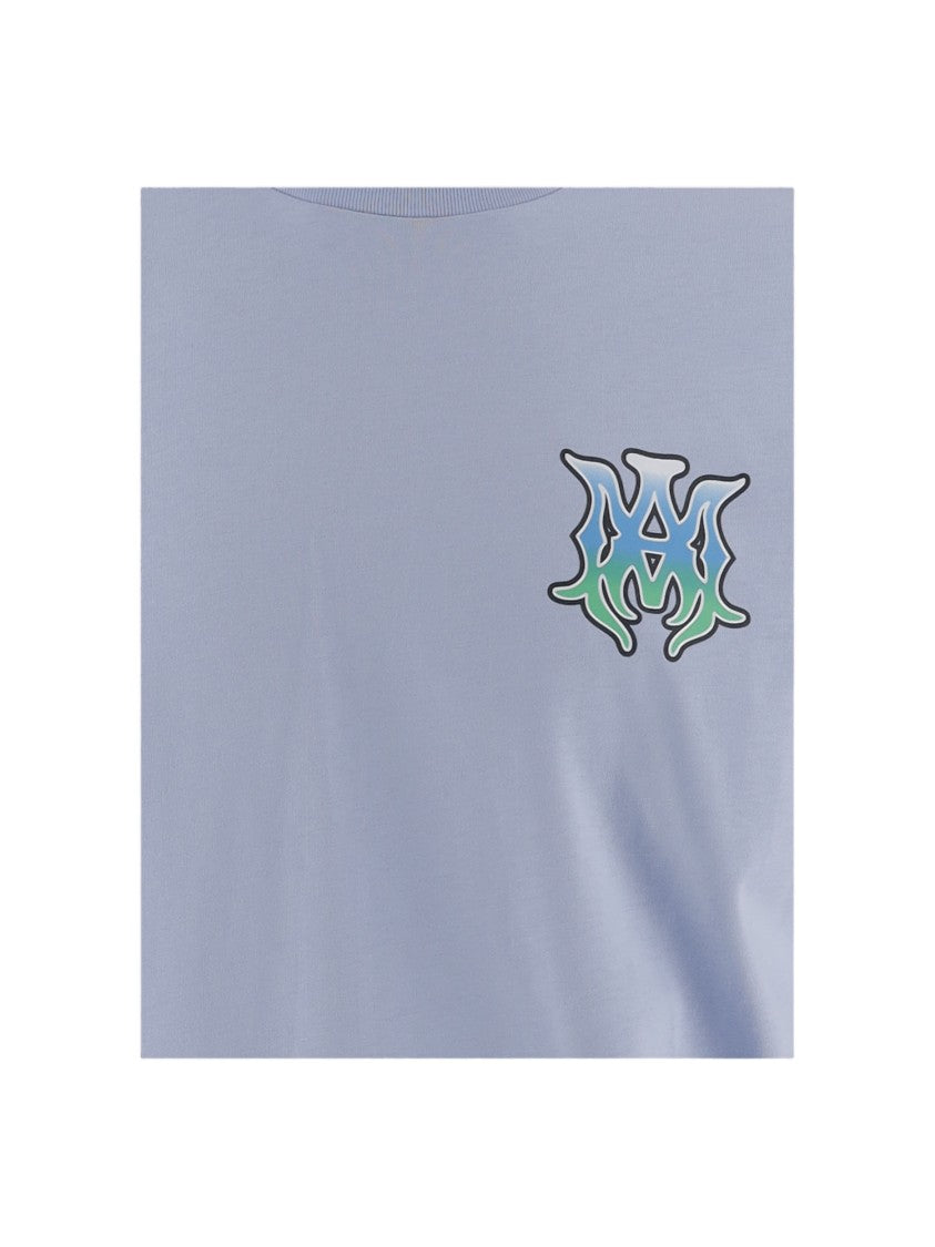 Amiri Light Blue Logo Prints Cotton T-Shirt