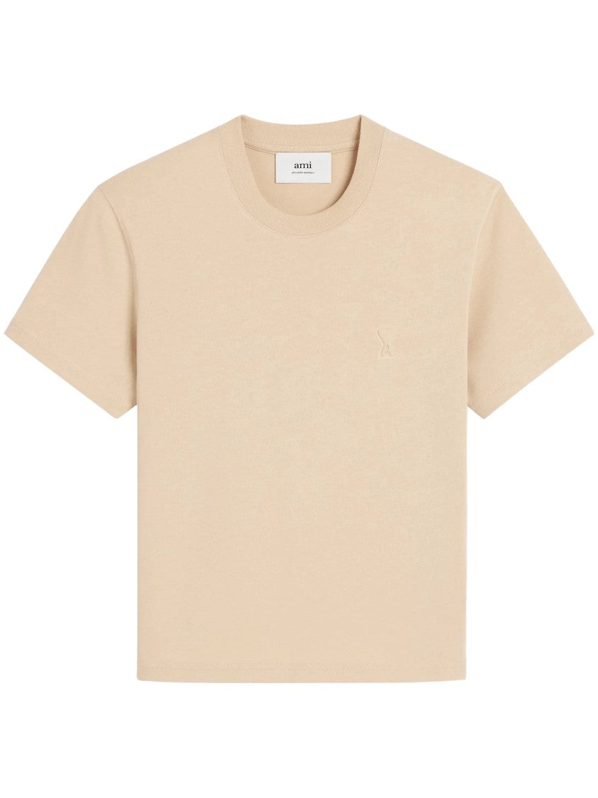 Ami Classic Round Neck T-Shirt With Subtle Logo Detail