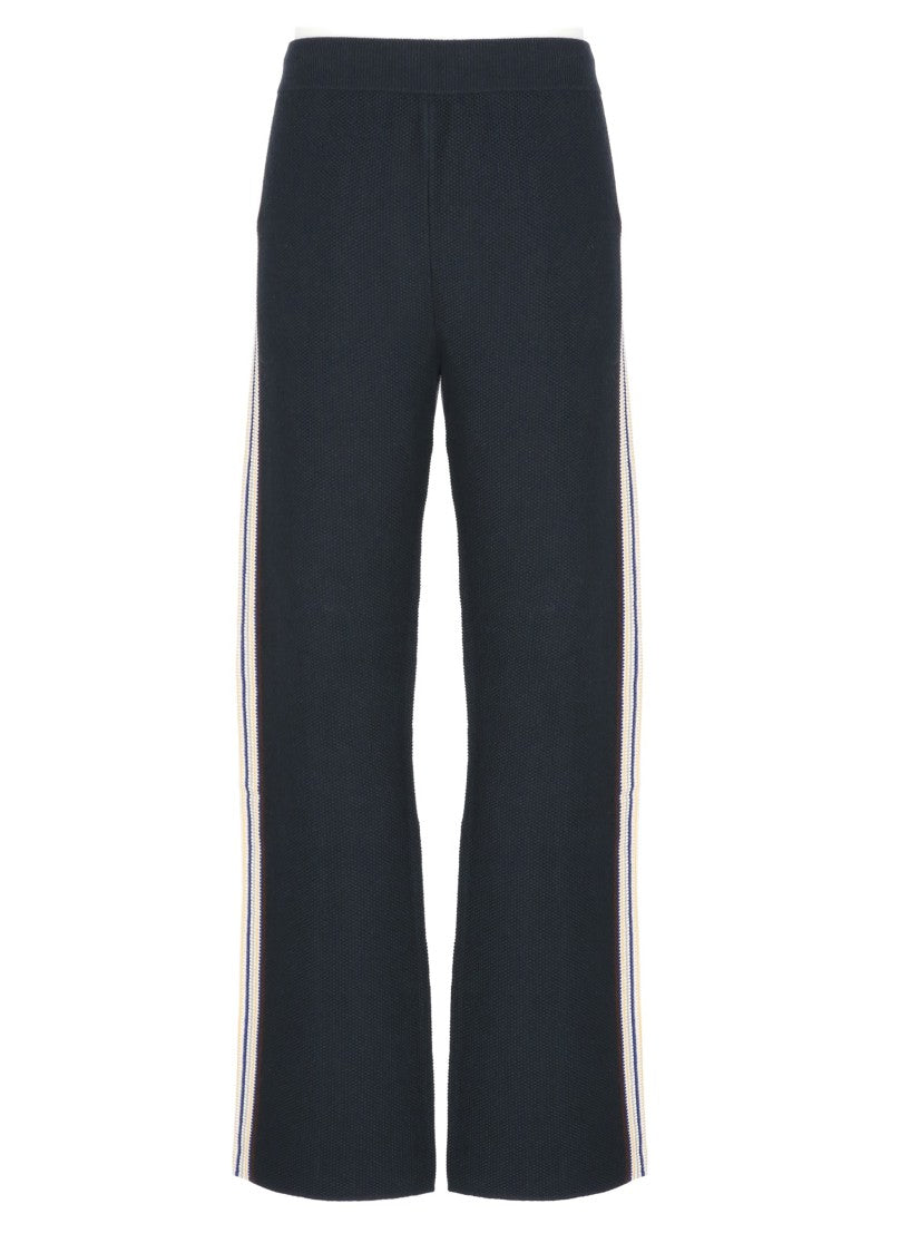 Casablanca Blue Decorative Line Cotton-Wool Straight-Leg Pants