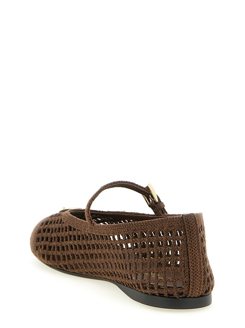 Prada Crochet Cotton Ballet Flats