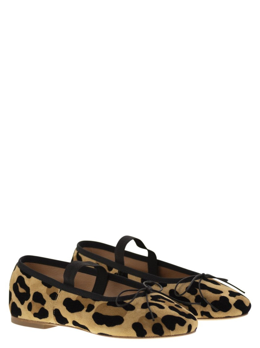 Anniel Leather Ballerina With Animal Pattern