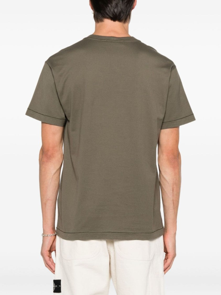 Stone Island Relaxed-Fit Olive Green Cotton T-Shirt