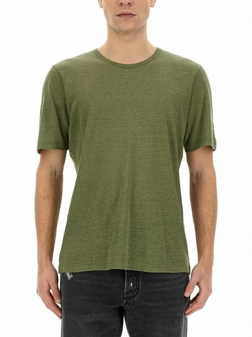 Lardini Short-Sleeve Linen T-Shirt With Crew Neckline And Relaxed Fit