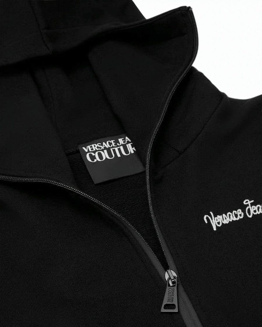 Versace Cropped Black Hoodie With High Collar