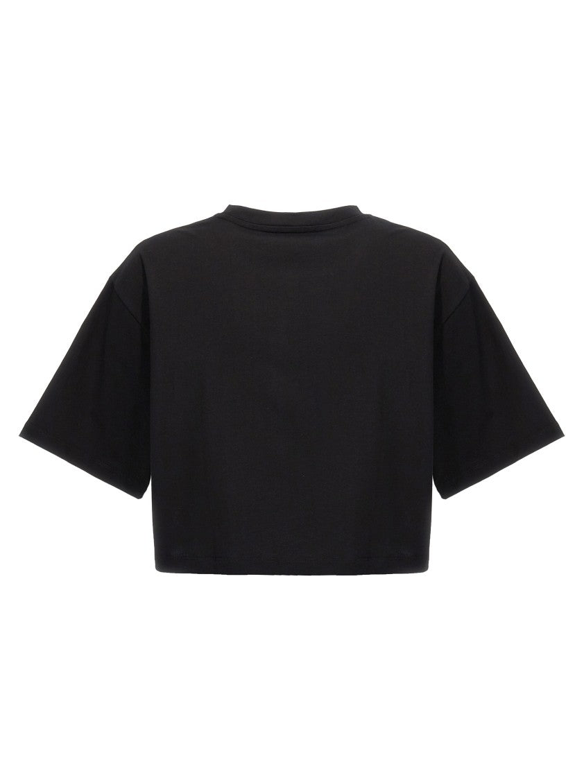 Balmain Cropped Black Crewneck T-Shirt