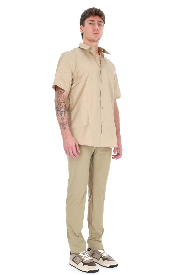 A.P.C. Beige Short-Sleeve Cotton Poplin Shirt