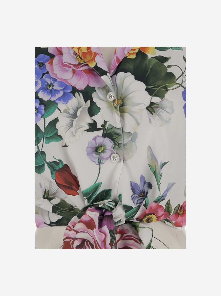 Dolce & Gabbana Cotton Crop Shirt With Floral Pattern