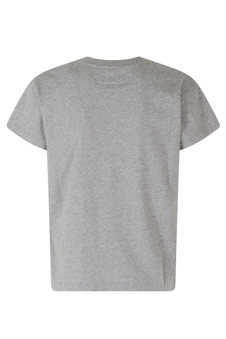 Mm6 By Maison Margiela Gray Logo Patch Round Neck Short Sleeve Cotton T-Shirt