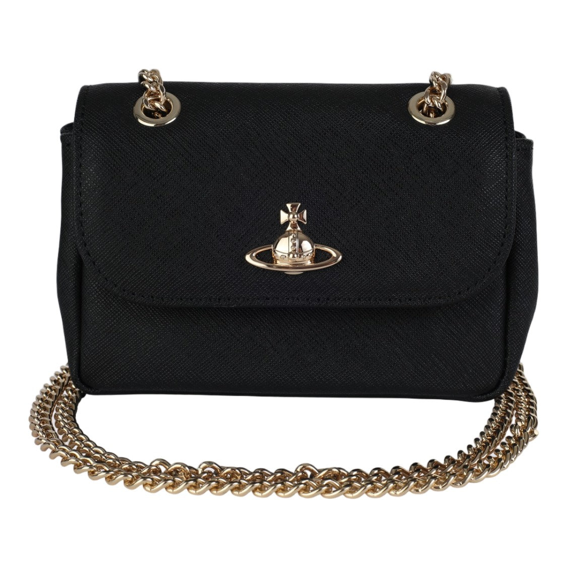 Vivienne Westwood Compact Rectangular Bag With Textured Surface And Orb Emblem