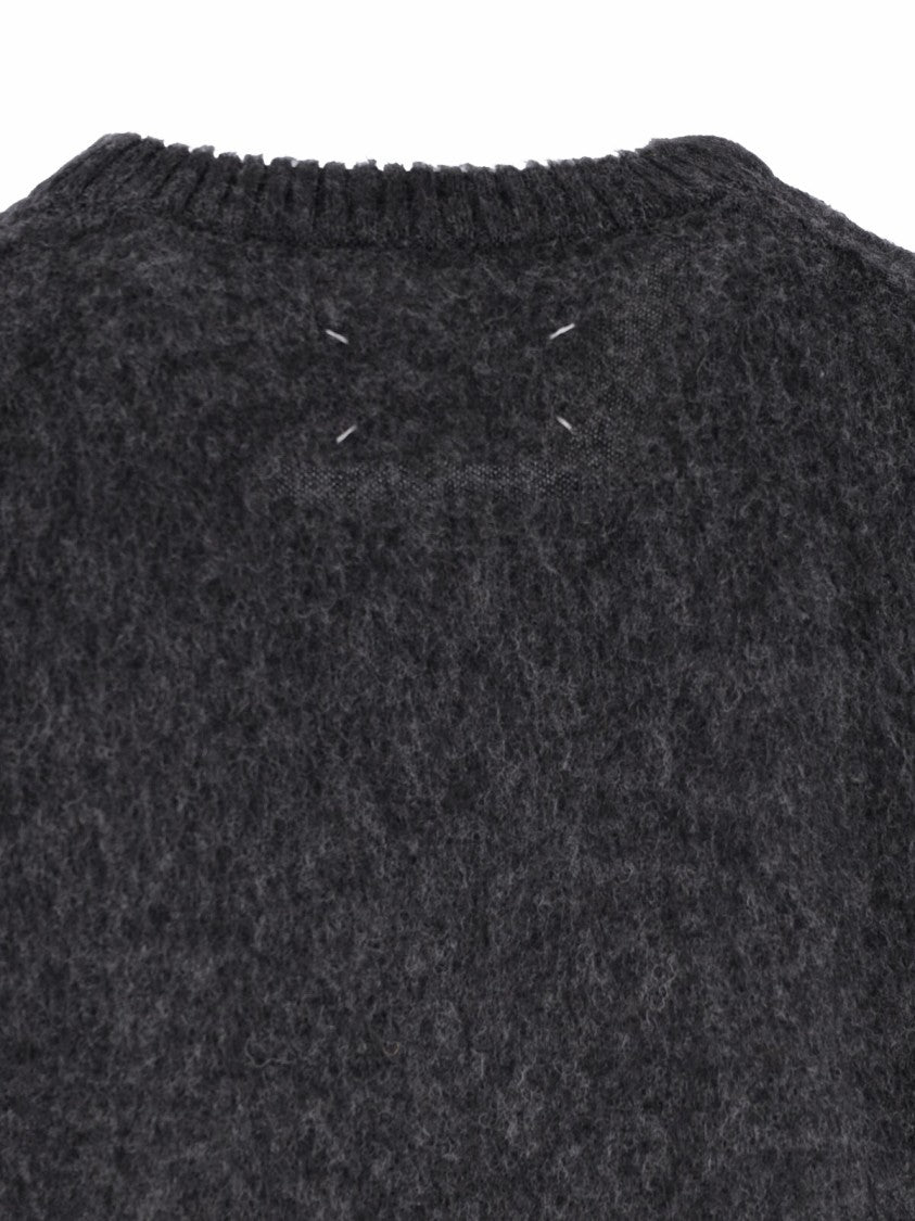 Maison Margiela Intarsia Knit Sweater With Eagle Design And Four Stitches