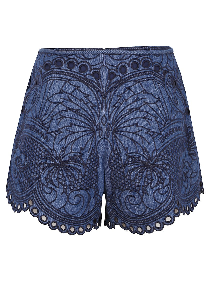 Zimmermann Coco Embroidered Denim Short