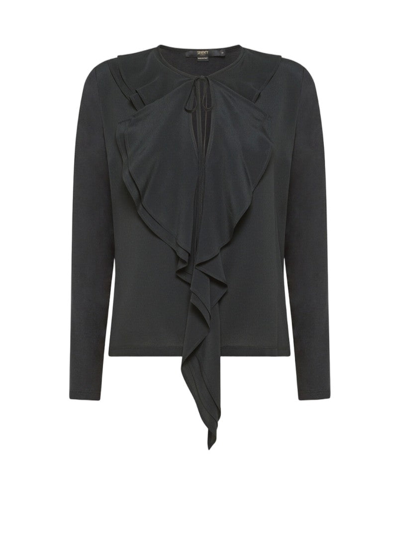 Seventy Seventy Venezia Cascading Ruffles Deep V-Neck Top