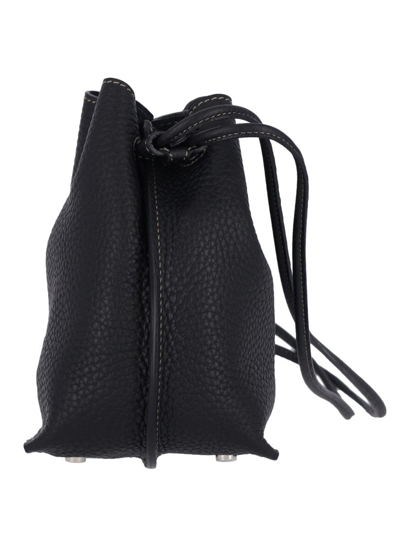 Tod's Micro Bucket Bag In Textured Black Leather