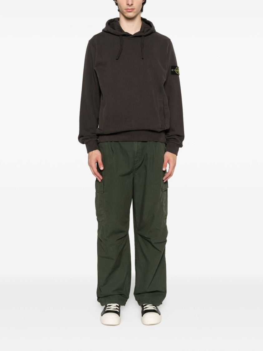 Stone Island Relaxed Fit Gray Hoodie With Drawstring