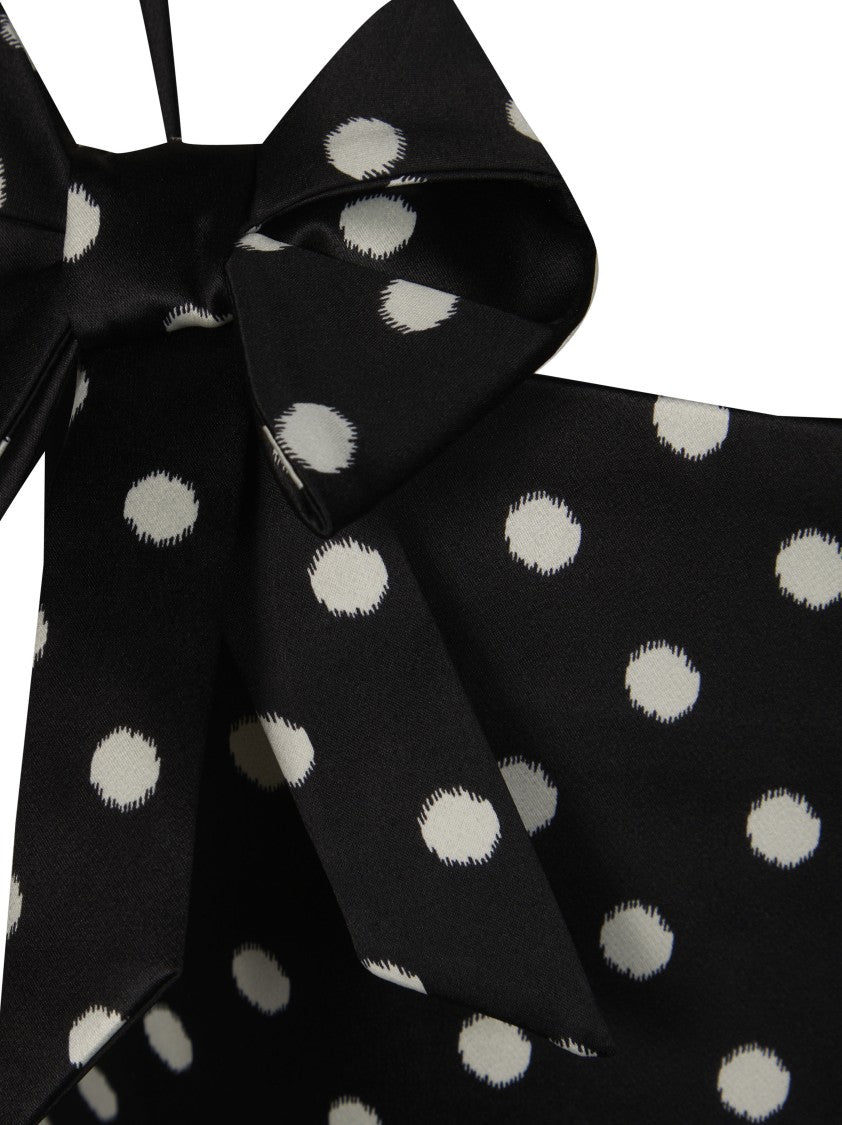 Ganni Black Polka Dot Square Neck Mini Dress