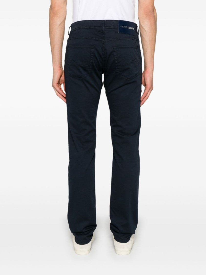 Jacob Cohen Navy Blue Denim Jeans With Classic Five-Pocket Design