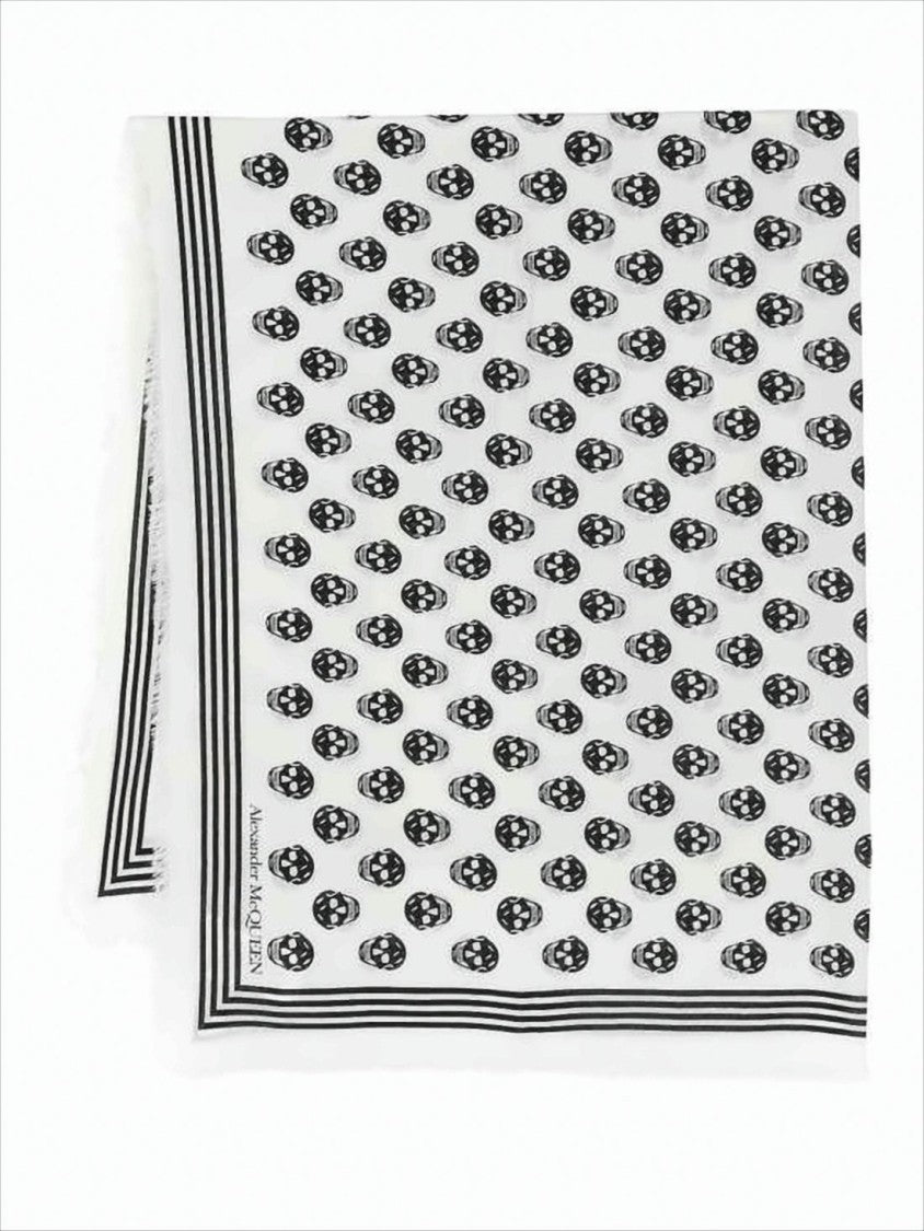 Alexander Mcqueen Lightweight Wool Scarf With Skull Pattern