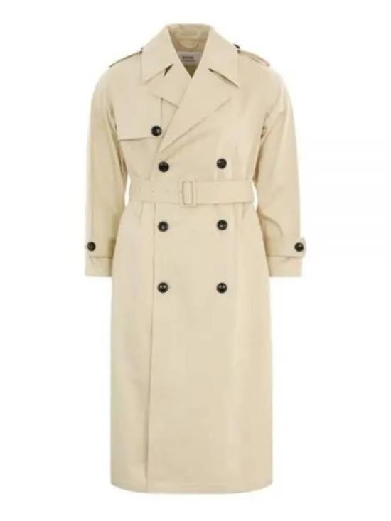 Ami Paris Double-Breasted Trench Coat With Structured Collar