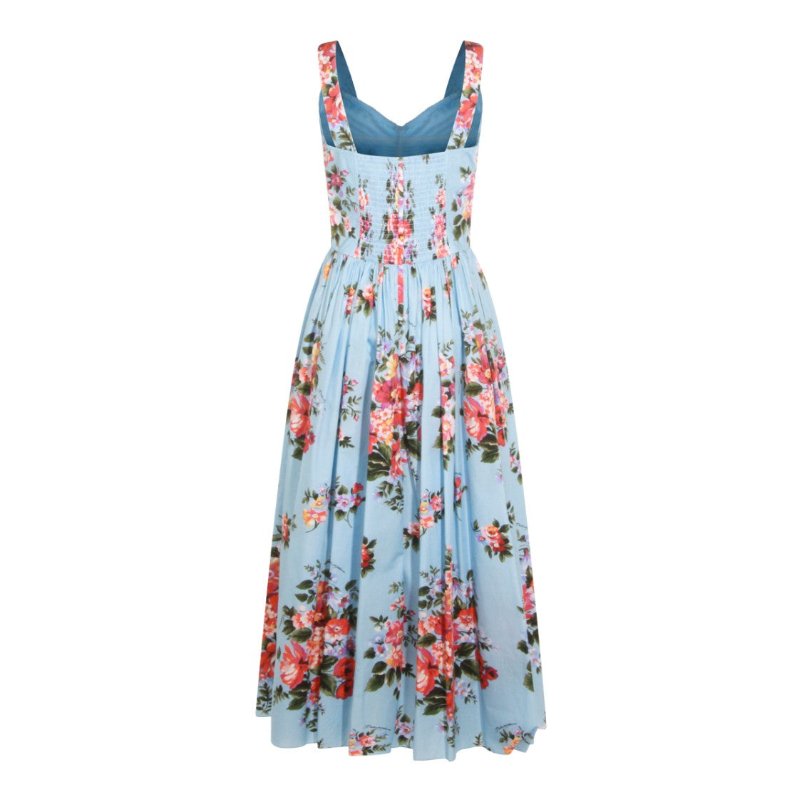Dolce & Gabbana Multicolor Floral Print Maxi Dress With Heart Neckline