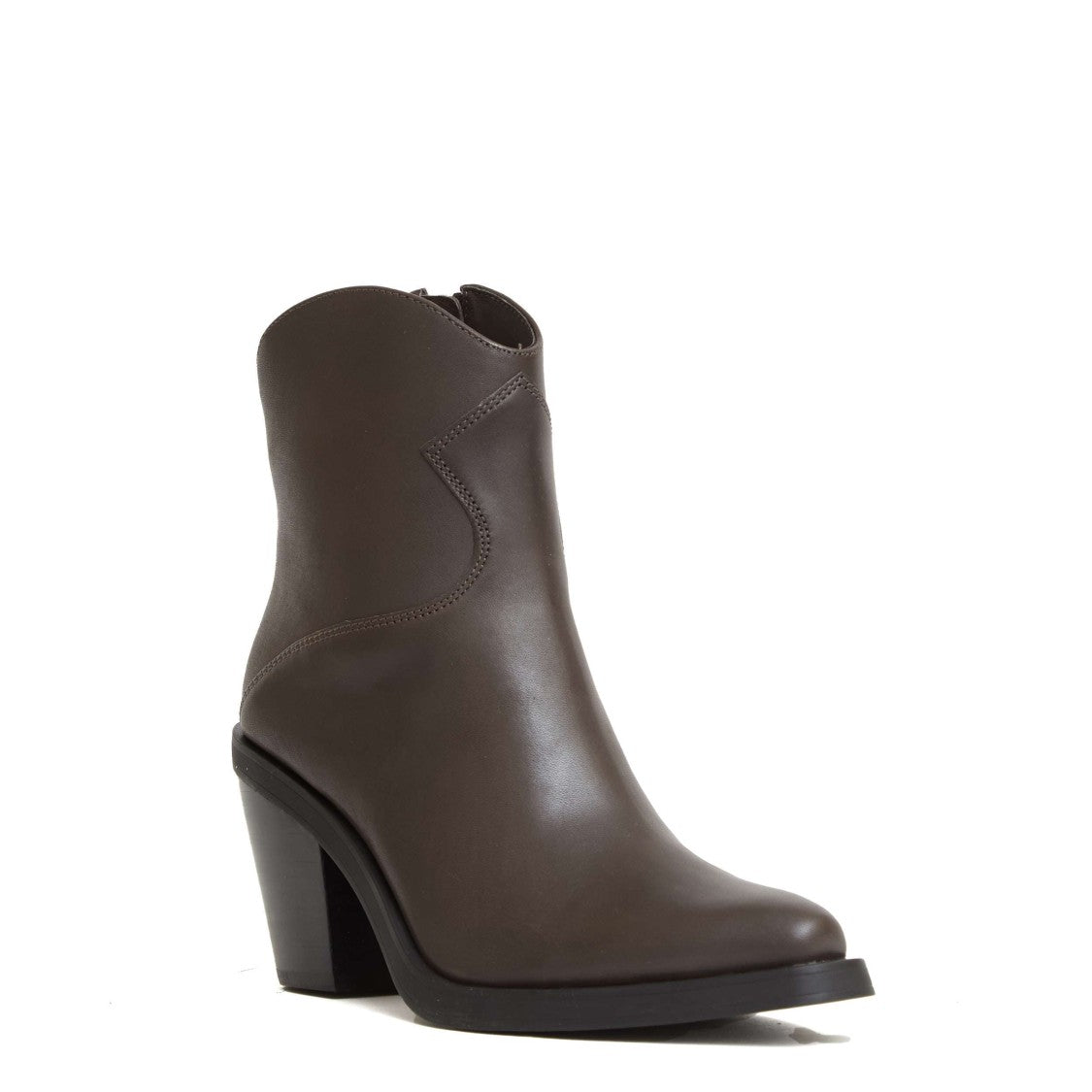 Ash Brown Leather Ankle Boots