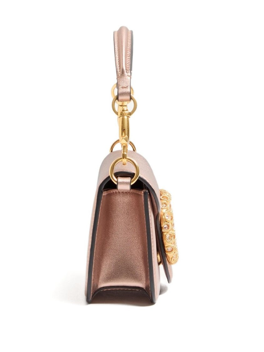 Valentino Garavani Locò Small Laminated Calfskin Shoulder Bag