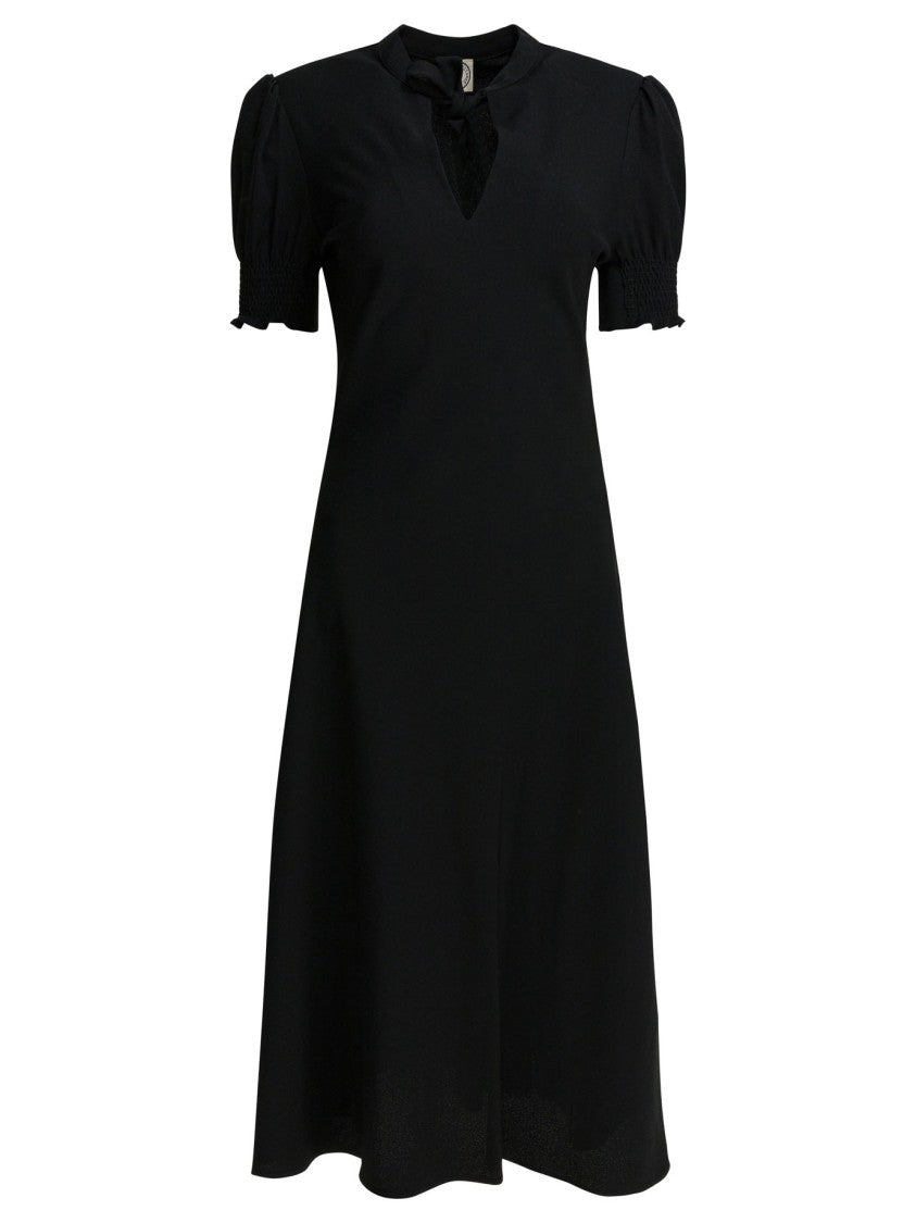 Ines De La Fressange Knee-Length Dress With Puffed Sleeves And Keyhole Detail