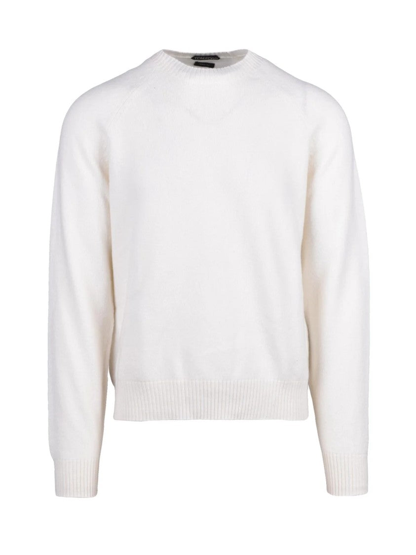 Tom Ford White Wool-Cashmere Blend Crewneck Sweater