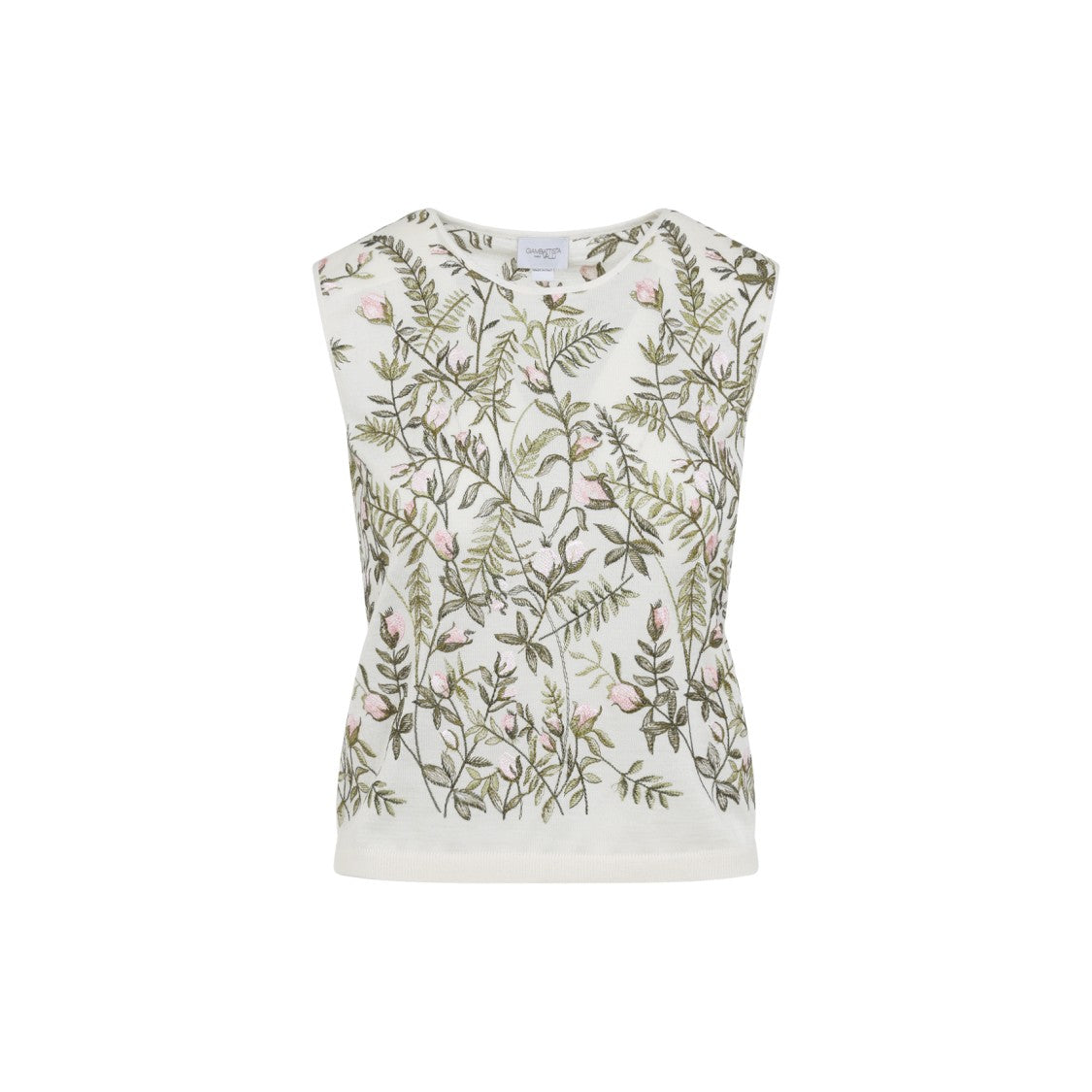 Giambattista Valli Botanical Embroidery Cashmere-Silk Top