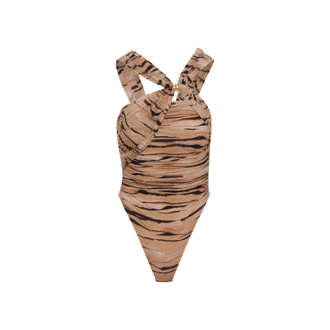 Elisabetta Franchi Tiger-Stripe Pattern Ruched Top