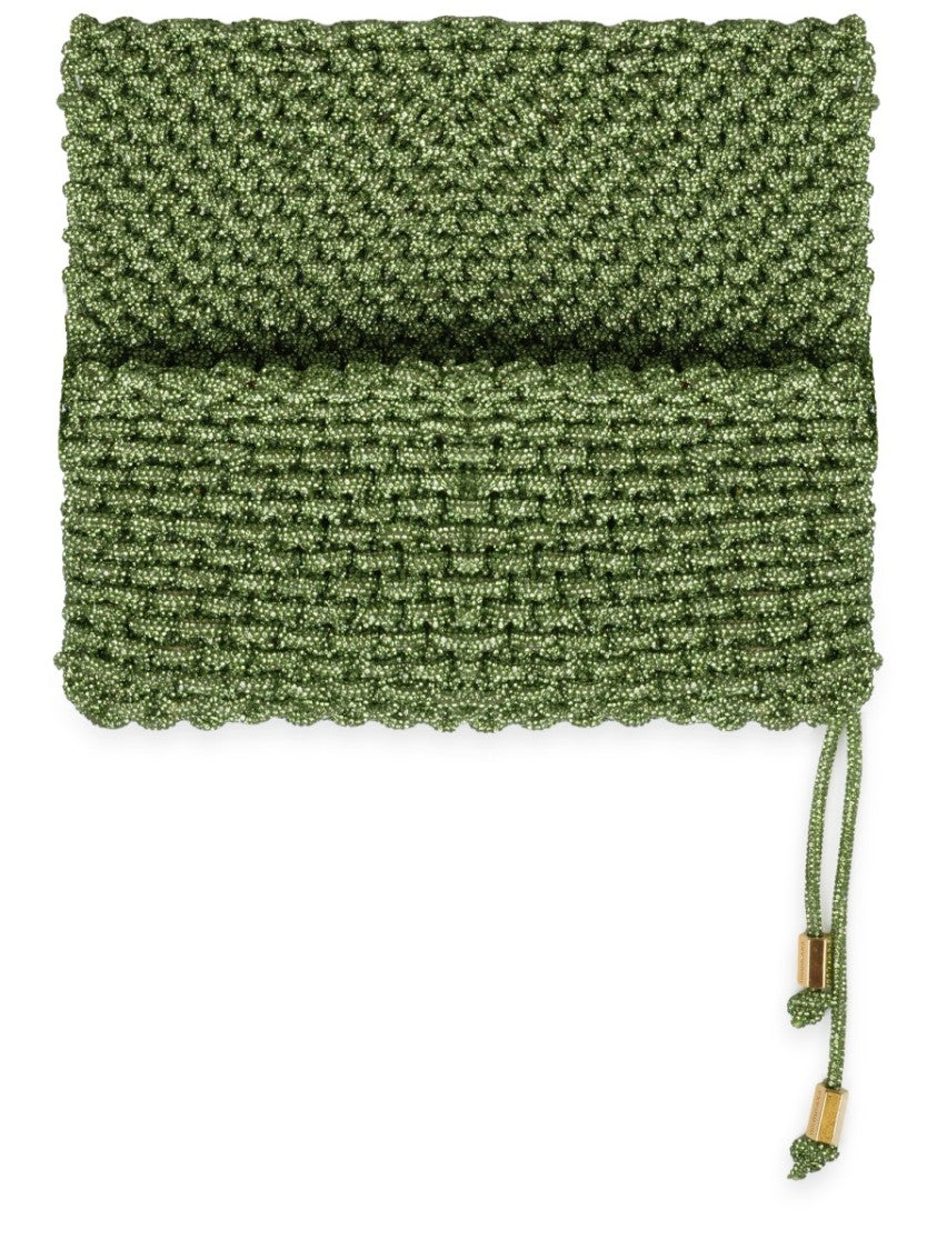 Hibourama Textured Woven Resin Handbag In Muted Green