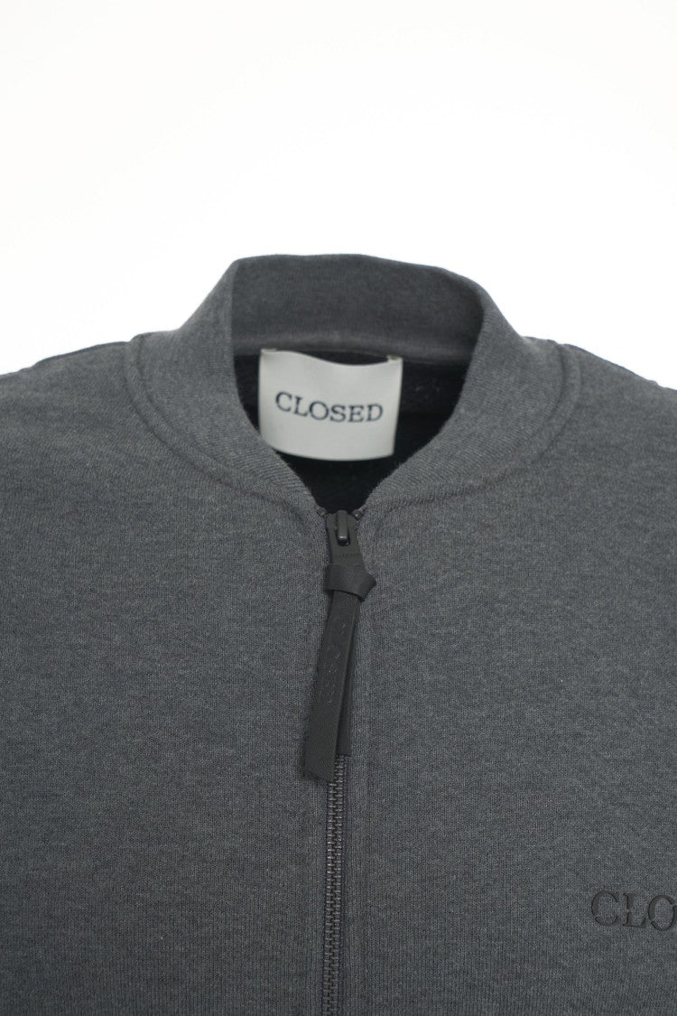 Closed Minimalist Zip-Up Sweatshirt With High Collar And Logo Detail