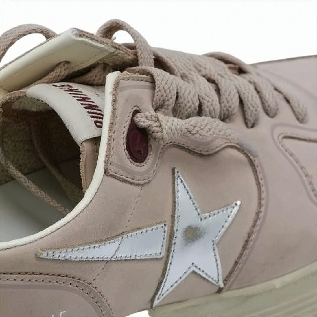 Golden Goose Chunky Beige Suede Sneakers With Metallic Accents