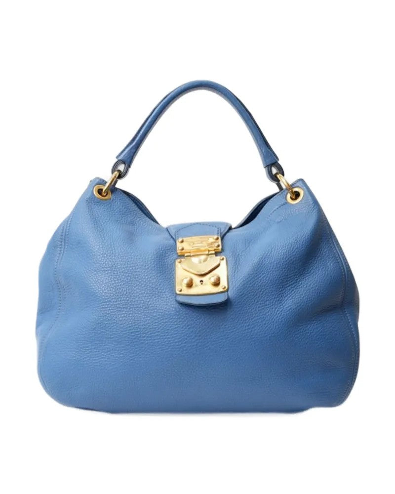 Miu Miu Shopper Hobo Medium Granulated Light Blue