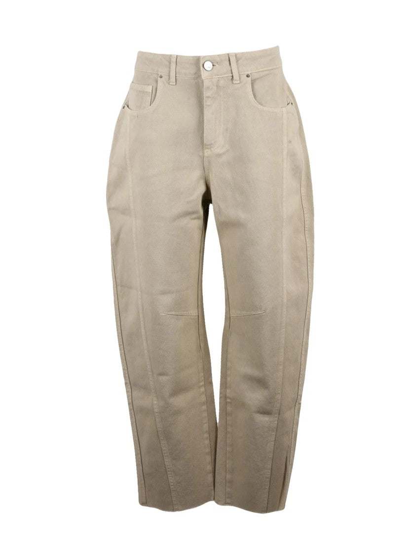 Noir And Bleu Beige Cotton Straight-Leg Pants