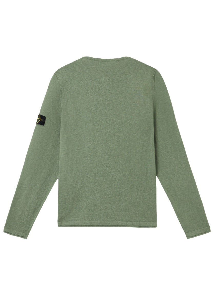 Stone Island Crew Neck Sweater With Distinctive Logo Patch