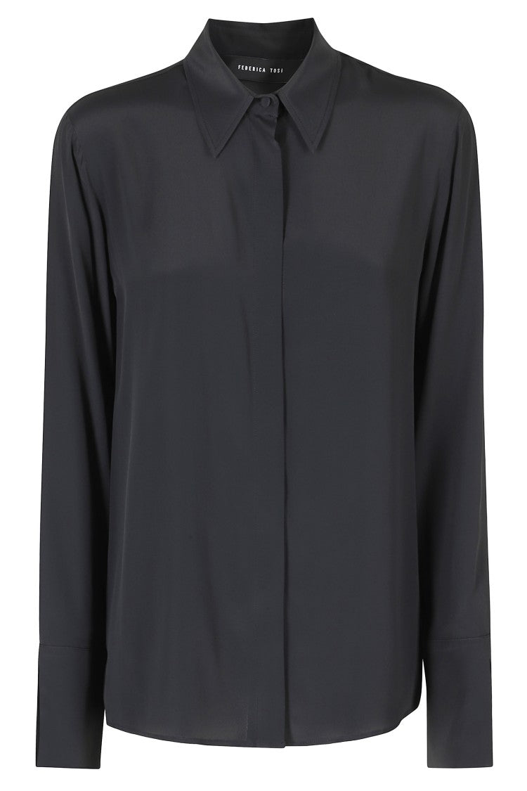 Federica Tosi Black Classic Hidden Button Placket Shirt