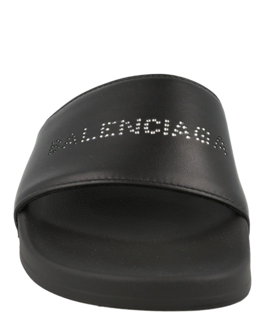 Balenciaga Rhinestone-Embellished Platform Slides With Anatomical Footbed