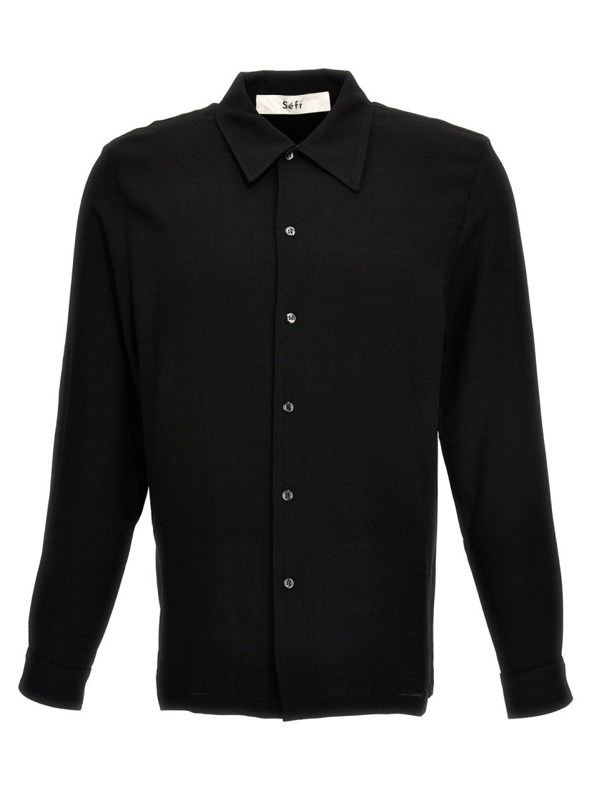 Séfr Long-Sleeve Black Casual Shirt With Classic Collar And Minimalist Design