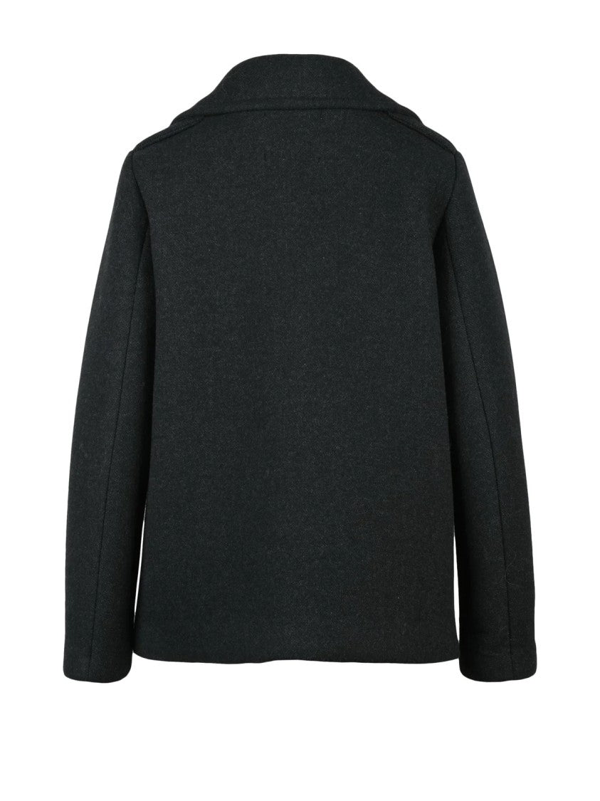 Douuod Grey Wool-Blend Giada Picot Coat