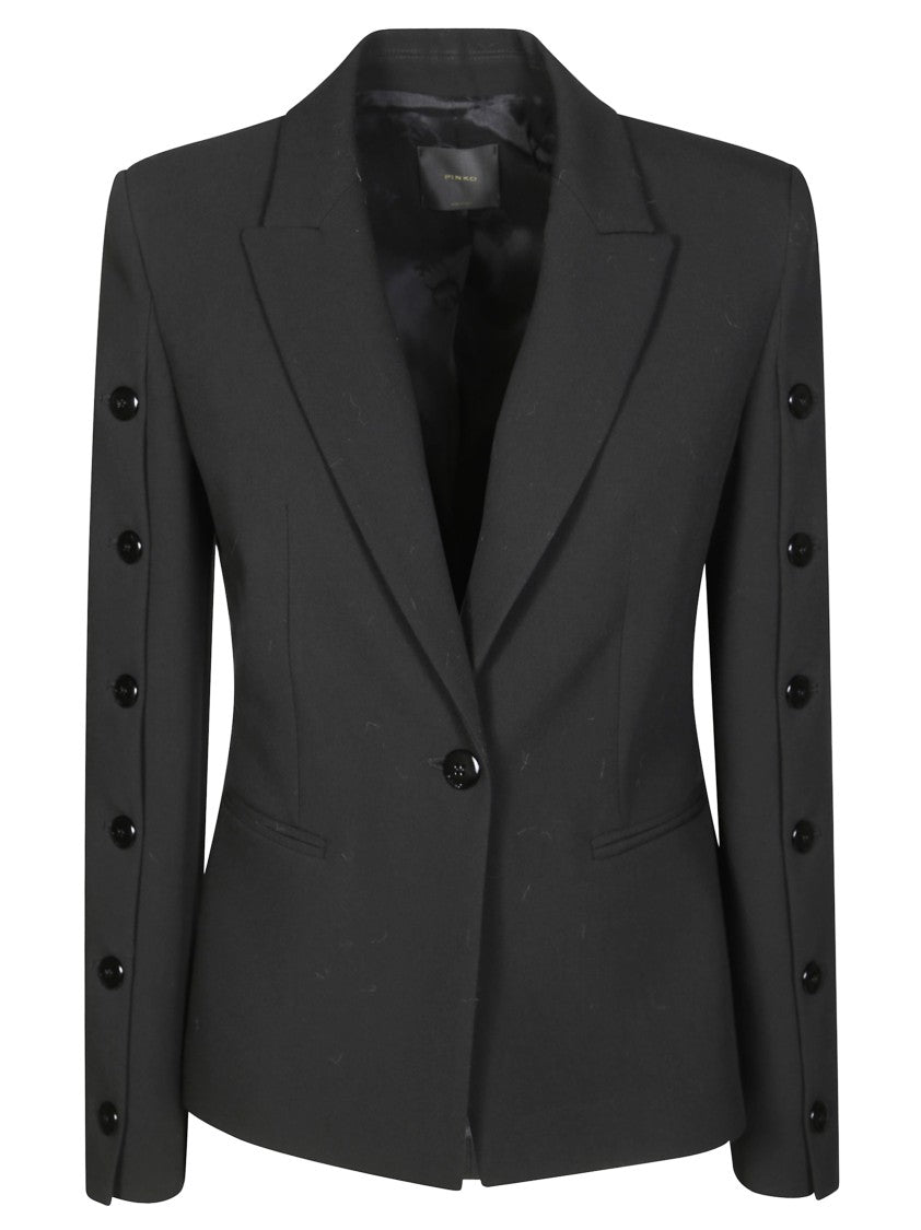 Pinko Double-Layered Fabric Jacket With Button Embellishments