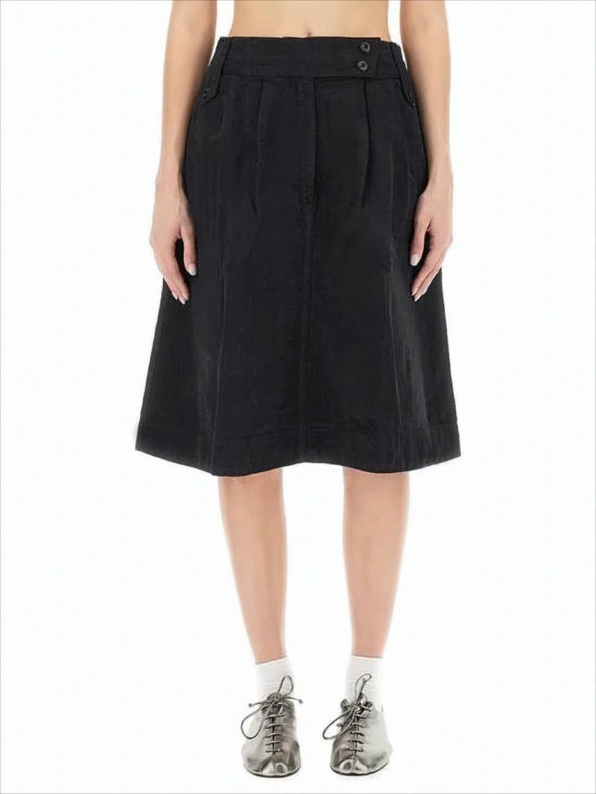 Margaret Howell A-Line Midi Skirt With Button-Detail Waistband