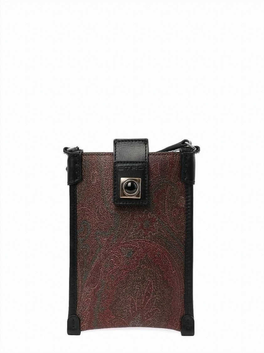 Etro Compact Paisley Pattern Crossbody Bag With Leather Accents