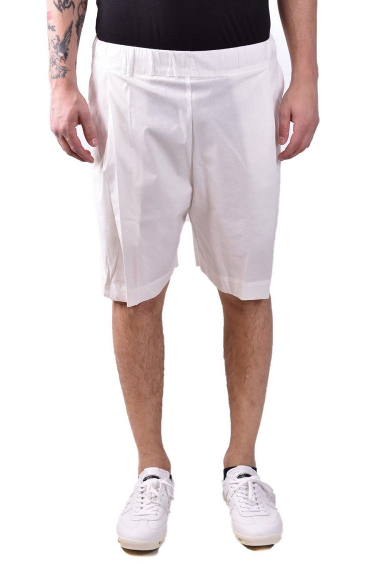Laneus Relaxed Fit Off-White Shorts Subtle Embroidery