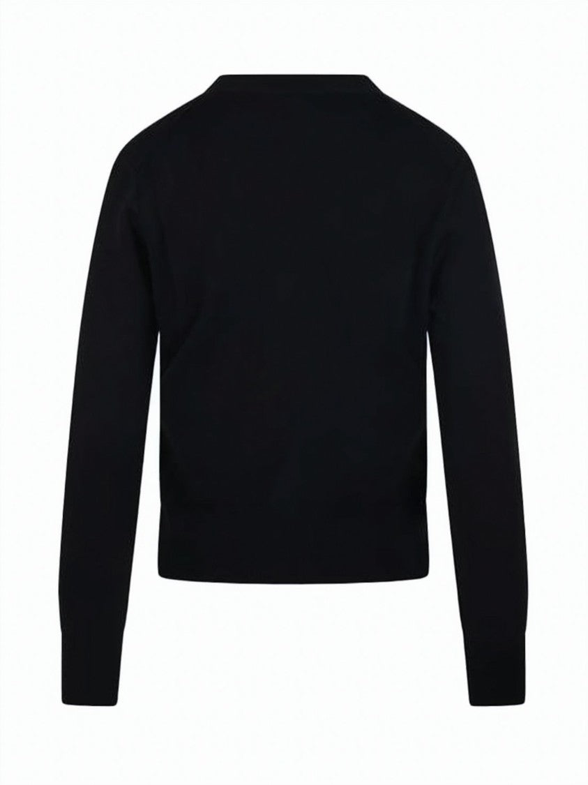 Ami Paris V-Neck Wool Cardigan With Button-Down Front