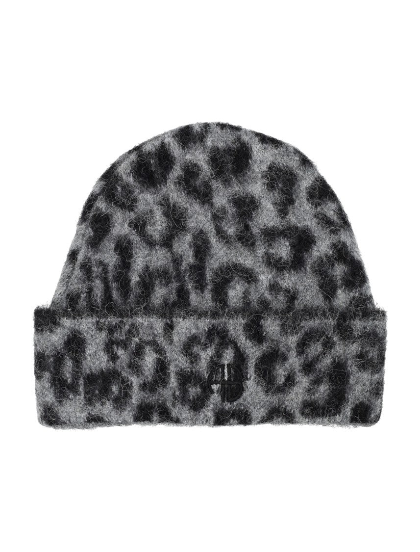 Anine Bing Elia Alpaca-Wool Beanie Grey Leopard Pattern