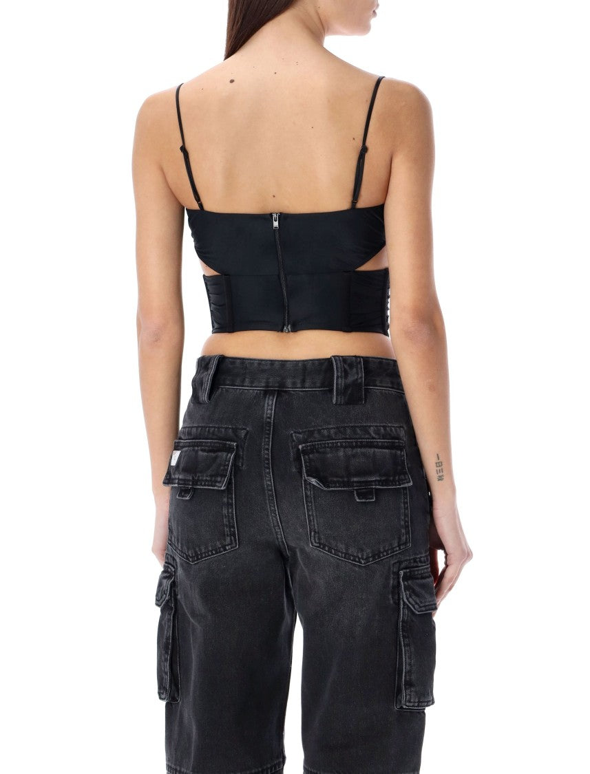Misbhv Cropped Corset Top With Delicate Ruffles And Stylish Slits