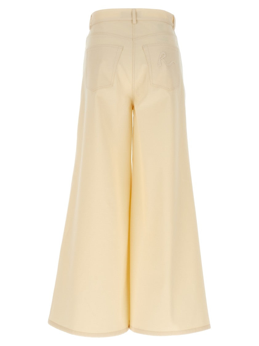 Rochas High-Waisted Wide Leg Jeans With Dramatic Silhouette