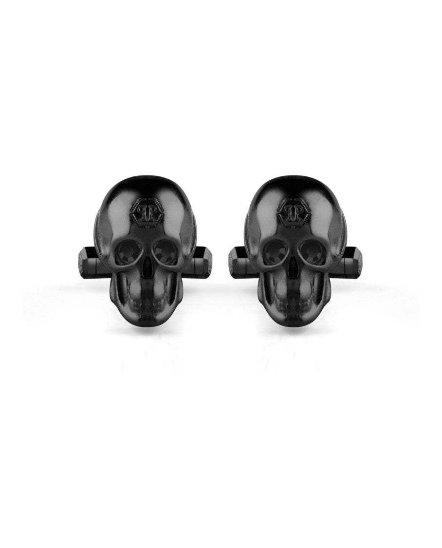 Philipp Plein Skull Design Black Cufflinks With Distinctive Finish